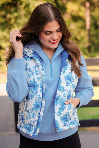 Jess Lea Delilah Puffer Vest - Blue Eternal Blossom