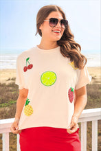 Load image into Gallery viewer, April26 Array - Tropical Fruit Sequin Patch Top
