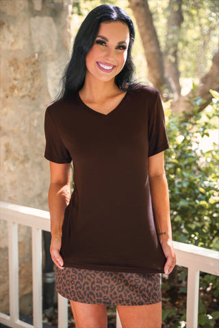 Jess Lea Basic Tee- Chocolate