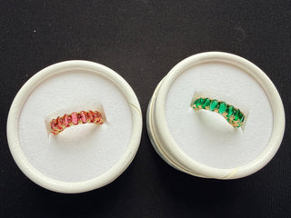 Emerald & Ruby Crystal Band Ring