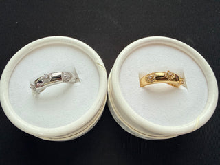 Crystal Accent Dome Ring - Silver and Gold