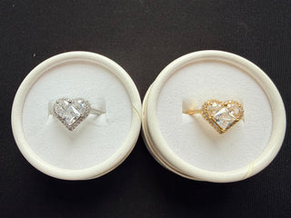 Crystal Heart Statement Ring - Gold and Silver