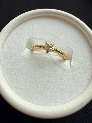 Gold Crystal Star Ring