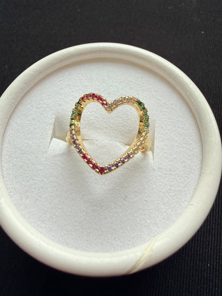 Small Open Heart Ring Collection - Gold / Multi