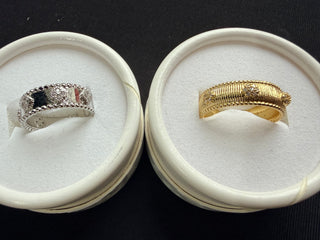 Textured Pavé Dome Ring - Gold/Silver