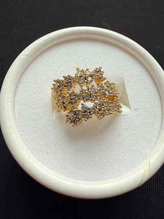 Crystal Flower Cluster Ring - Gold