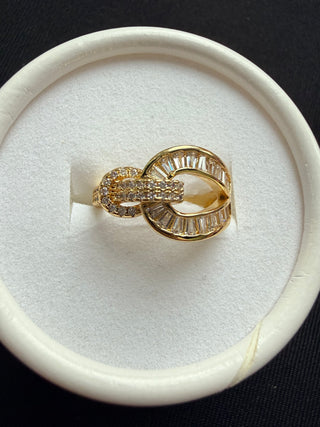 Interlocking Crystal Link Ring - Gold