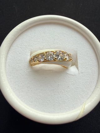White Enamel Crystal Band Ring