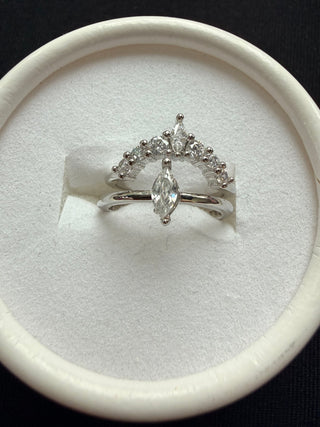 Marquise Crystal Open Ring - Silver