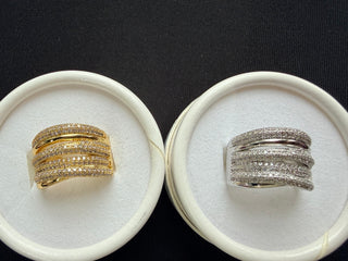 Multi-Band Pavé Ring - Gold and Silver