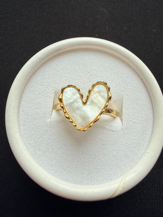 Gold Mother of Pearl Heart Ring