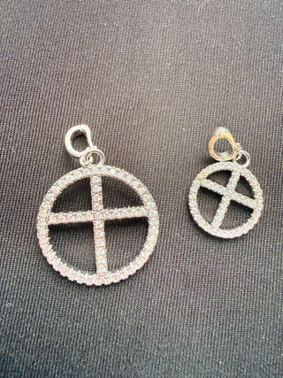 Sliver Crystal Round Cross Charms