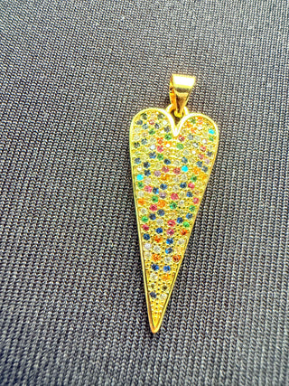 Rainbow Crystal Heart Pendant Charm