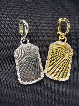 Crystal Rectangle Charm Pendant - Gold/Silver