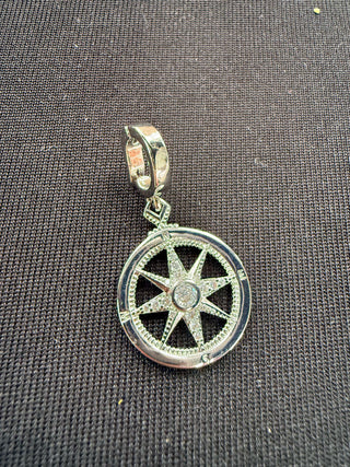 Crystal Compass Rose Charm Pendant