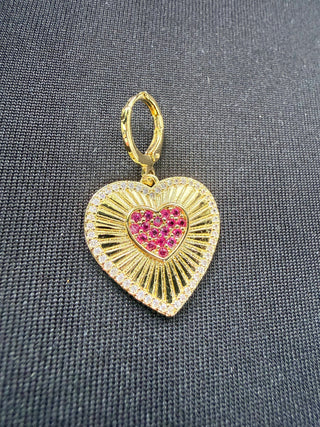 Crystal Heart Pendant | Gold Pink Charm Necklace