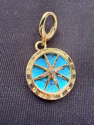Gold Turquoise Compass Pendant