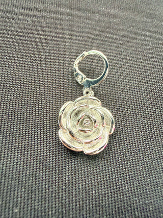 Silver Rose Flower Charm Pendant