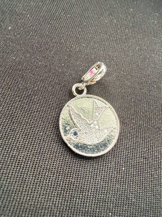 Crystal Dove Medallion Pendant Charm
