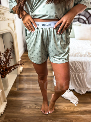 BIRDIE Tee Boxer Short Set in Pistachio Dot