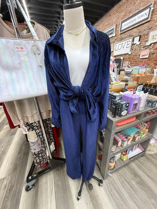 Grace + Emma Velvet Button-Up Top