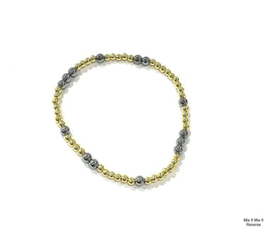BB Lila Mix It Mix It Reverse Mixed Metal Stretch Bracelet – Gold & Silver Beaded Jewelry