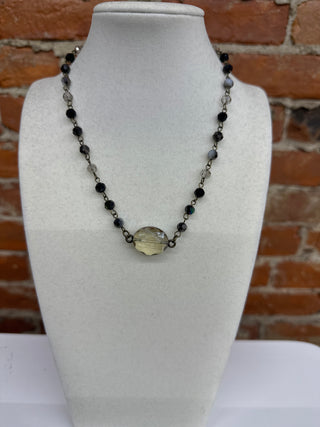 Smoky Crystal Beaded Necklace