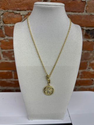Gold Floral Medallion Necklace