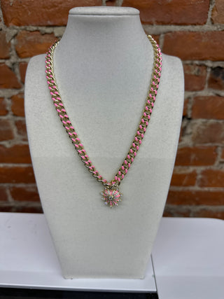 Pink Enamel Chain Necklace
