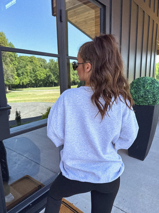 Homebody SPLIT NECK Graphic Crewneck on Ash Gray