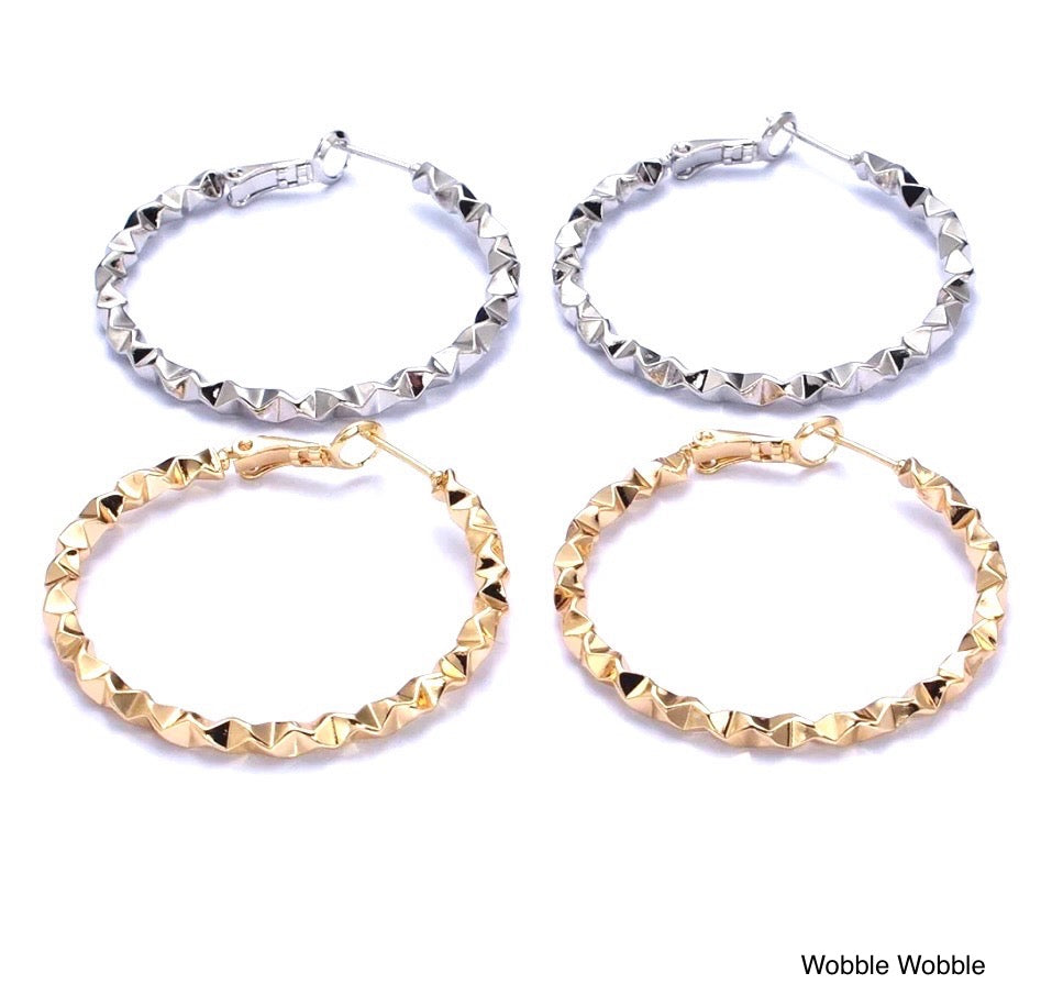 BB Lila Large Hoop Earrings – Gold & Silver Wobble Wobble
