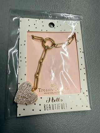 Gold Paperclip Heart Bracelet