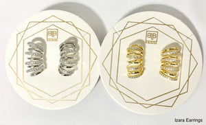 BB Lila Izara Pavé & Solid Cuff Climber Earrings – Gold & Silver