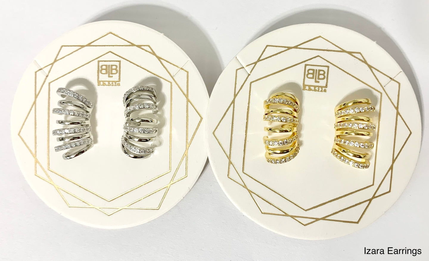 BB Lila Izara Pavé & Solid Cuff Climber Earrings – Gold & Silver