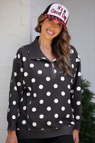 Everyday Pullover- After Dark Polka Dot