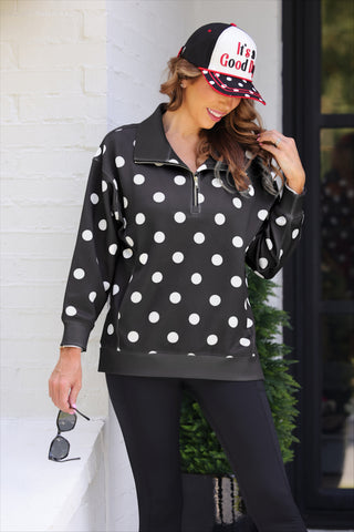 Everyday Pullover- After Dark Polka Dot