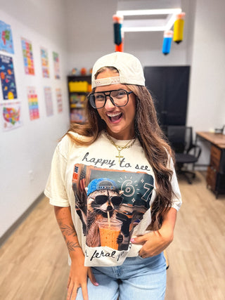Happy To See Your Feral Faces Graphic Tee on Ivory