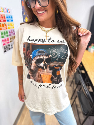 Happy To See Your Feral Faces Graphic Tee on Ivory