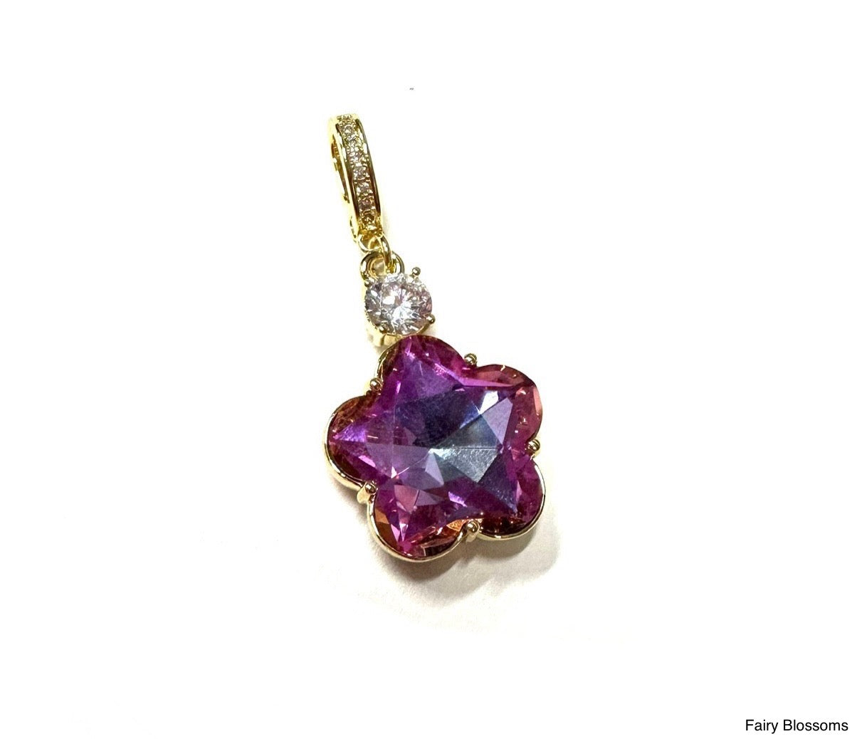 BB Lila Fairy Blossoms Large Purple Gemstone Flower Charm