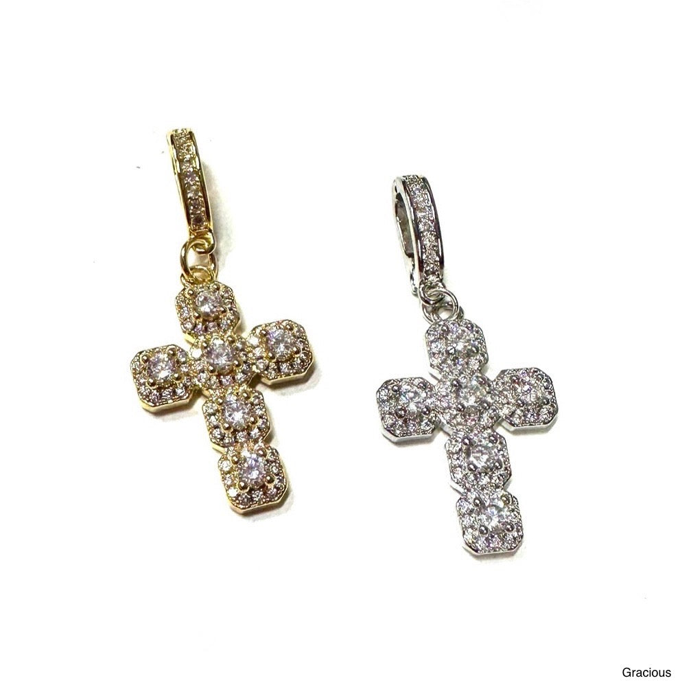 BB Lila Gracious Cross Charm – Pavé Gold & Silver Cross Pendant