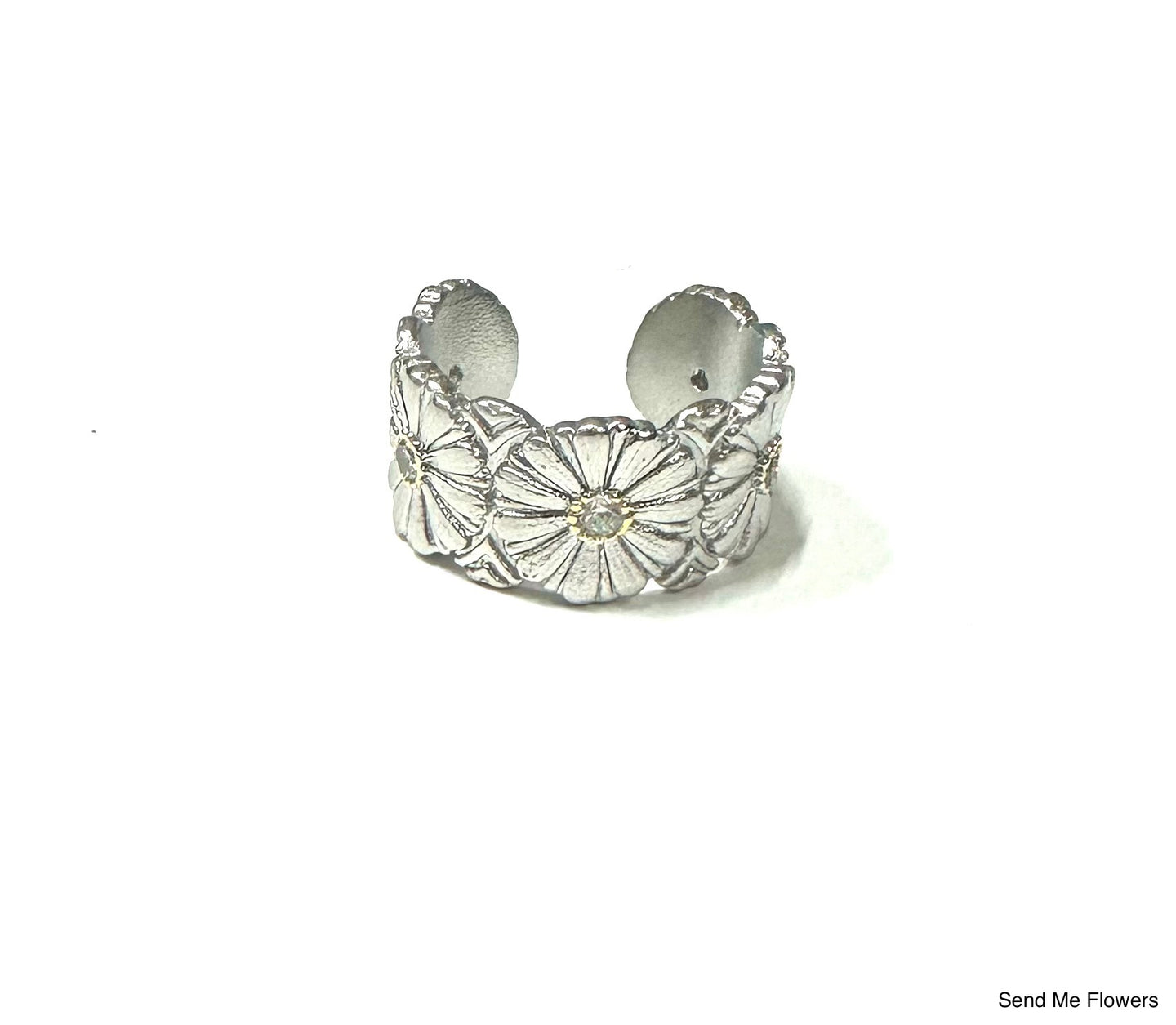 BB Lila Send Me Flowers Mixed Metal Adjustable Floral Band Ring
