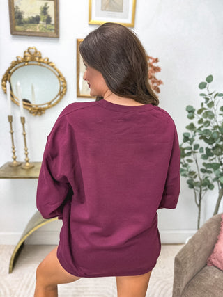 Foul & Feral SPLIT NECK Graphic Crewneck on Maroon
