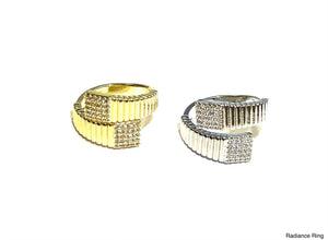 BB Lila Radiance Ribbed Wrap Ring with Pave in Gold or Silver