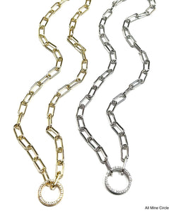 BB Lila All Mine Paperclip Necklace – Heart or Circle Center in Gold or Silver