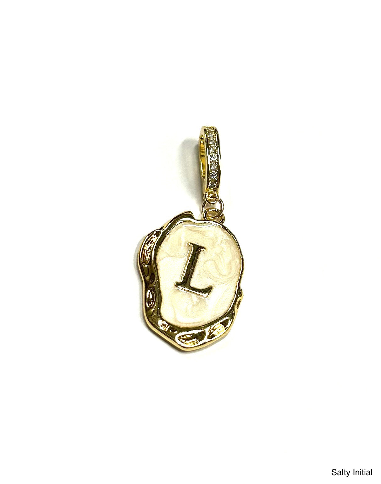 BB Lila Salty Initial Charm – Gold Pearl Letter A–Z Pendant