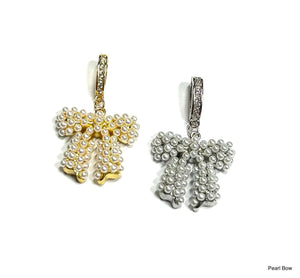 BB Lila Pearl Bow Puffy Charm in Gold or Silver – Feminine Pearl Bow Jewelry