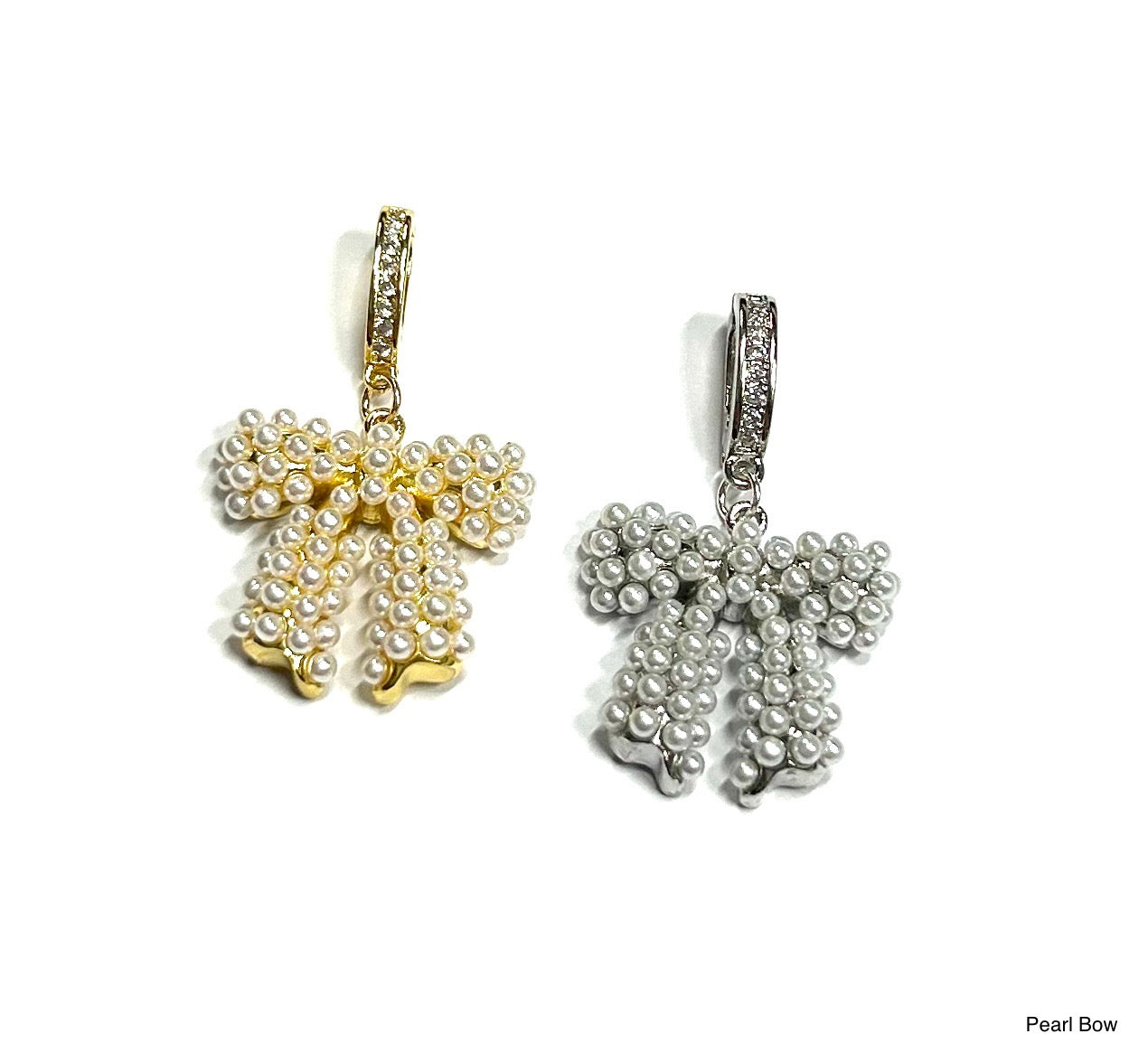 BB Lila Pearl Bow Puffy Charm in Gold or Silver – Feminine Pearl Bow Jewelry