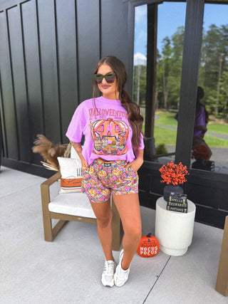 Halloweentown Graphic Tee on Neon Violet
