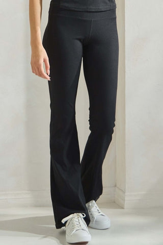 Yelete Ribbed Wide Leg Leggings