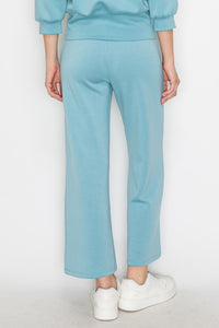 Yelete Scuba Wide Leg Sweats - Light Denim